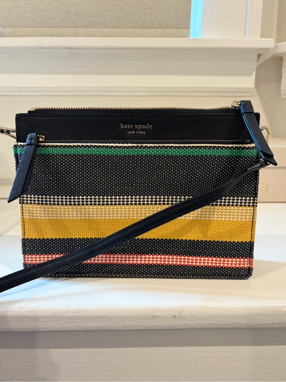 Kate Spade New York Crossbody Bag in Navy, White, Yellow, Green & Red